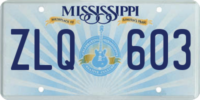 MS license plate ZLQ603