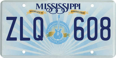 MS license plate ZLQ608