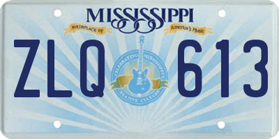 MS license plate ZLQ613