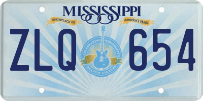MS license plate ZLQ654