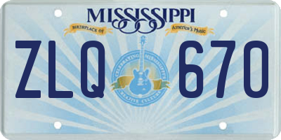 MS license plate ZLQ670