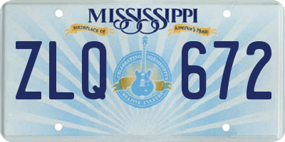 MS license plate ZLQ672