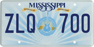 MS license plate ZLQ700