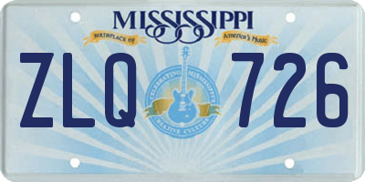 MS license plate ZLQ726
