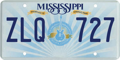 MS license plate ZLQ727