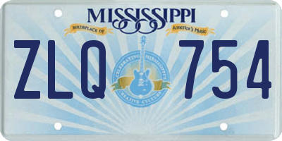 MS license plate ZLQ754