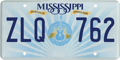 MS license plate ZLQ762