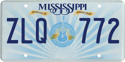 MS license plate ZLQ772
