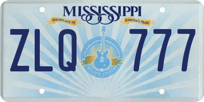 MS license plate ZLQ777
