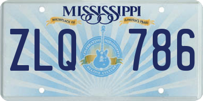MS license plate ZLQ786