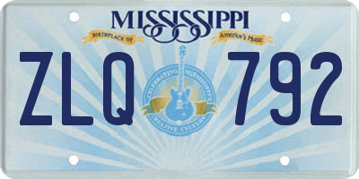 MS license plate ZLQ792