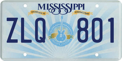 MS license plate ZLQ801
