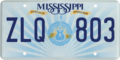 MS license plate ZLQ803