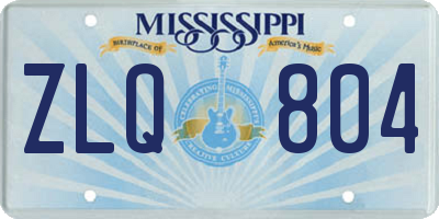 MS license plate ZLQ804