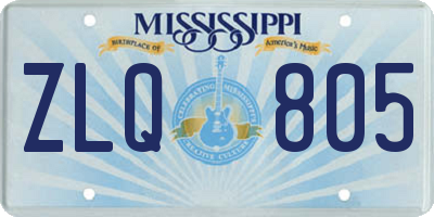 MS license plate ZLQ805