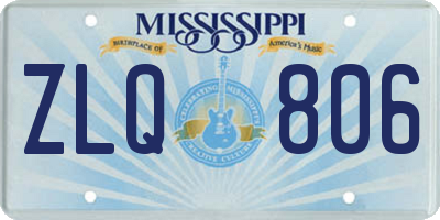 MS license plate ZLQ806
