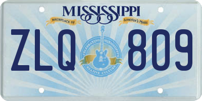 MS license plate ZLQ809