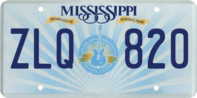 MS license plate ZLQ820