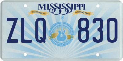 MS license plate ZLQ830