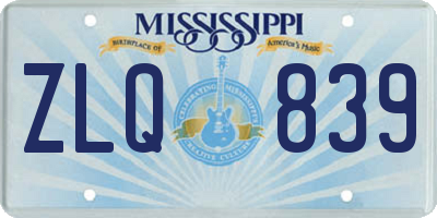 MS license plate ZLQ839