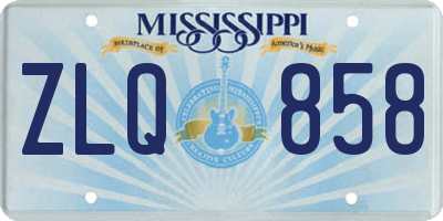 MS license plate ZLQ858