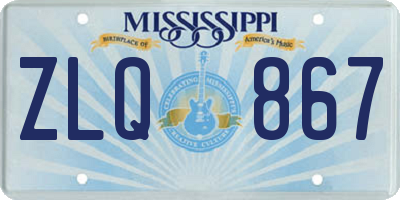 MS license plate ZLQ867