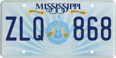 MS license plate ZLQ868
