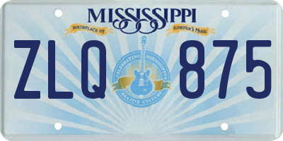 MS license plate ZLQ875