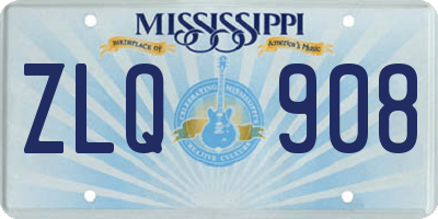 MS license plate ZLQ908