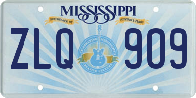 MS license plate ZLQ909