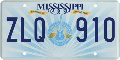 MS license plate ZLQ910