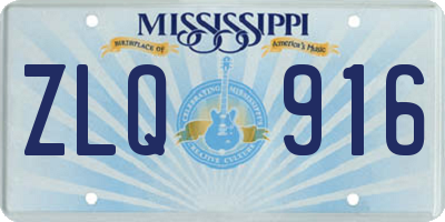 MS license plate ZLQ916