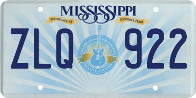 MS license plate ZLQ922