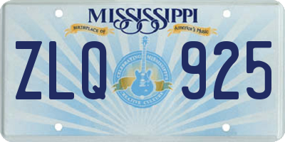 MS license plate ZLQ925