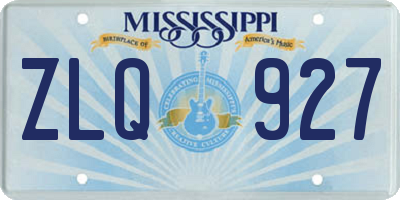MS license plate ZLQ927