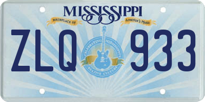 MS license plate ZLQ933