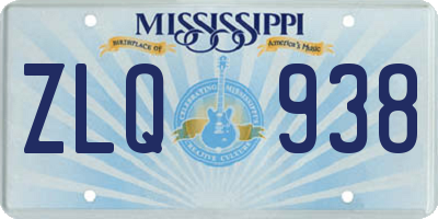 MS license plate ZLQ938