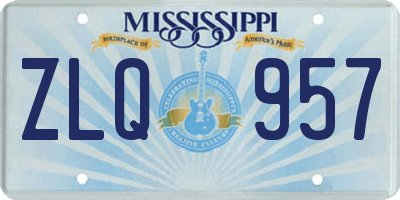 MS license plate ZLQ957