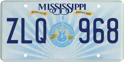 MS license plate ZLQ968