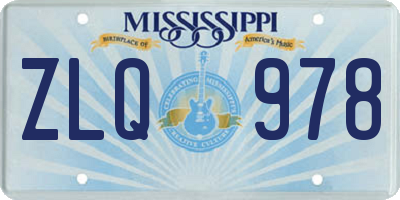 MS license plate ZLQ978