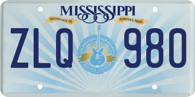 MS license plate ZLQ980