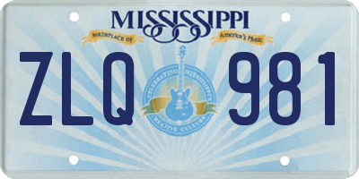 MS license plate ZLQ981
