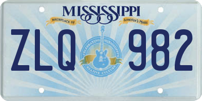 MS license plate ZLQ982