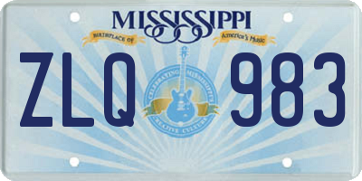 MS license plate ZLQ983