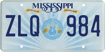MS license plate ZLQ984