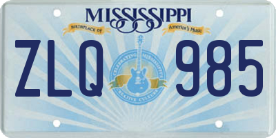 MS license plate ZLQ985