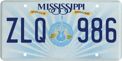 MS license plate ZLQ986