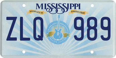MS license plate ZLQ989