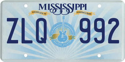 MS license plate ZLQ992