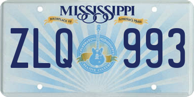 MS license plate ZLQ993
